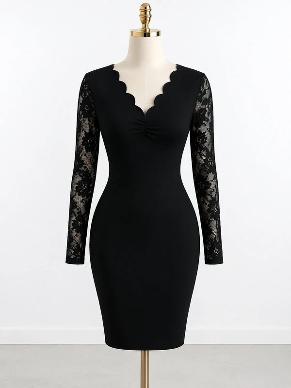 ✨ Robe noire moulante avec dentelle – élégante & sexy ✨